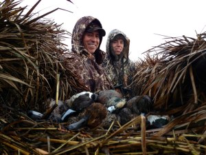 Me and my son Griff, 20, together again in the blind.