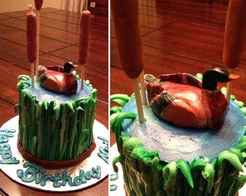 My girlfriend Danielle challenged a local bakery to make her duck hunting boyfriend the perfect little cake. They definitely succeeded!