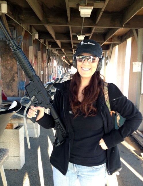 Danielle and our new black gun.