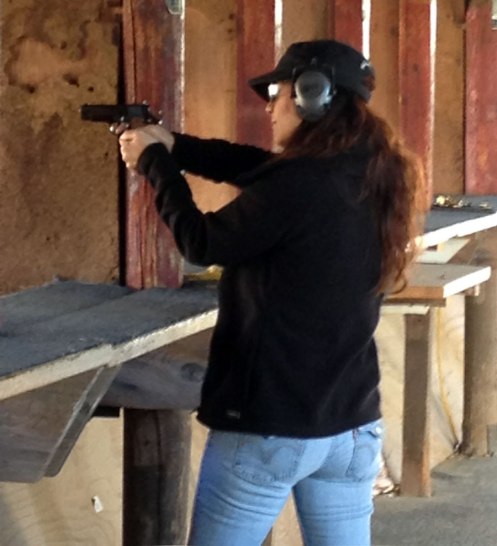 My girlfriend Danielle training — because it's smart, not because it's the law.